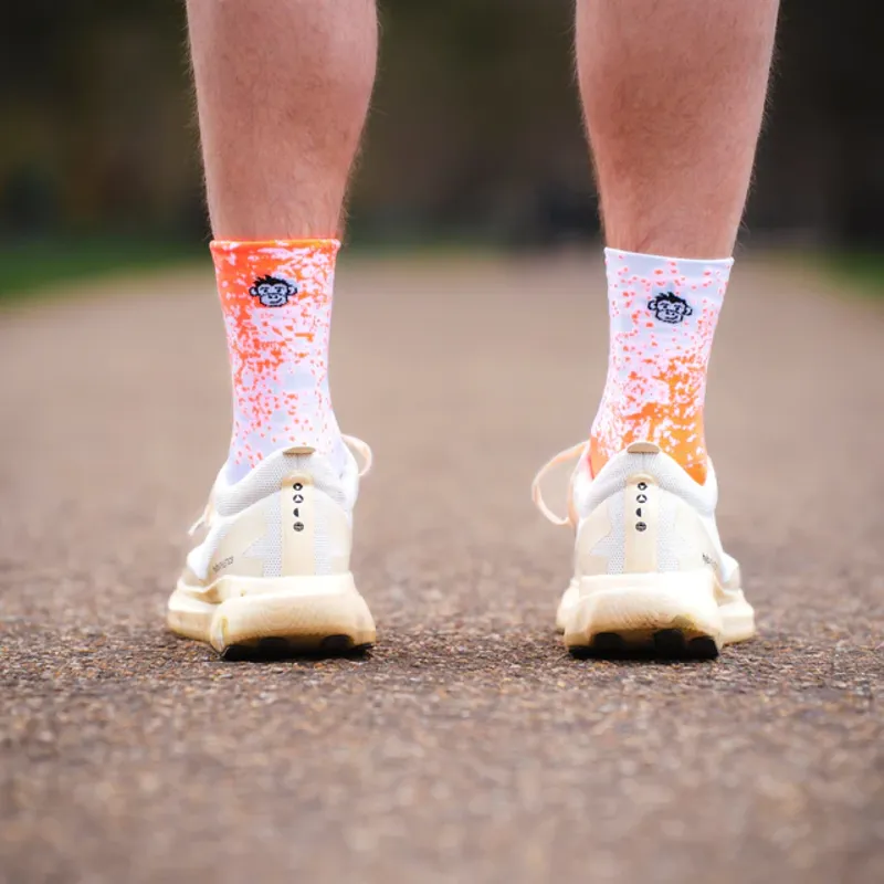 Monkey Sox Classic Sports Crew White/Orange-1