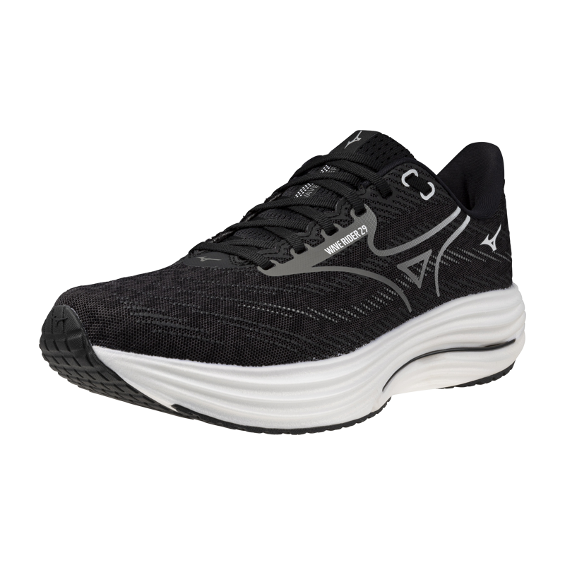 Mizuno Women's Wave Rider 29  D Wide Black Sand/White/Black-5