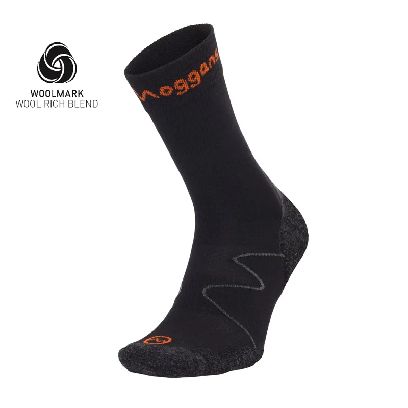 Moggans Merino Wool Performance Crew Sock Black 